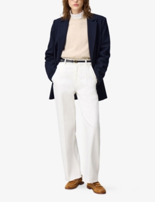 Claudie Pierlot Womens  Oversized Single-breasted Woven Blazer In Bleus