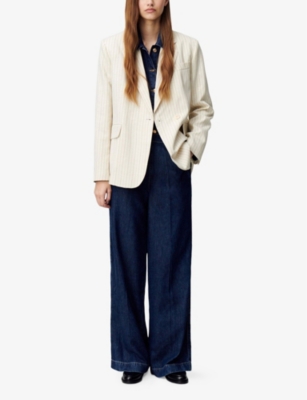 Claudie Pierlot Womens  Striped Single-breasted Woven Blazer In Divers