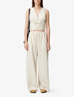 Claudie Pierlot Womens  Stripe Sleeveless Blazer Woven Top In Divers