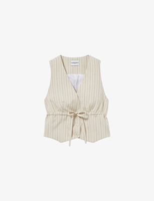 Claudie Pierlot Womens  Stripe Sleeveless Blazer Woven Top In Divers