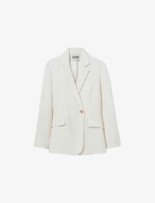 Claudie Pierlot Womens Naturels Single-breasted Peak-lapel Stretch-woven Blazer In Naturels