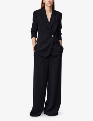 Claudie Pierlot Womens  Double-breasted Single-pocket Woven Blazer In Noir / Gris