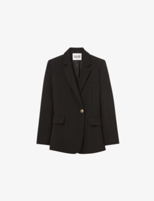 Claudie Pierlot Womens  Double-breasted Single-pocket Woven Blazer In Noir / Gris