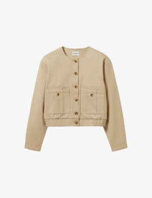 CLAUDIE PIERLOT: Patch-Pocket Cropped Cotton Jacket