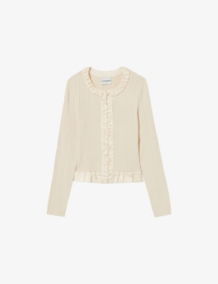 CLAUDIE PIERLOT: Ruched-Trim Fine-Knit Cardigan