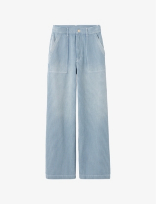 CLAUDIE PIERLOT WOMENS DENIM - JEAN WIDE-LEG HIGH-RISE STRIPED DENIM JEANS 