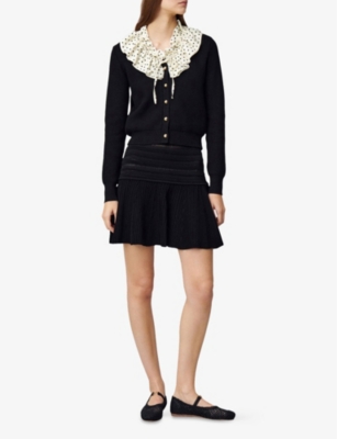 CLAUDIE PIERLOT: Ruffle-Hem Slim-Fit Stretch-Knit Mini Skirt