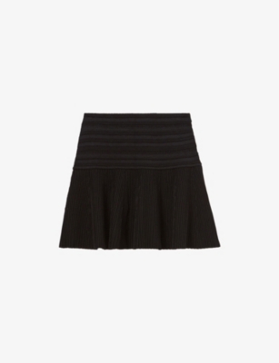 CLAUDIE PIERLOT: Ruffle-Hem Slim-Fit Stretch-Knit Mini Skirt