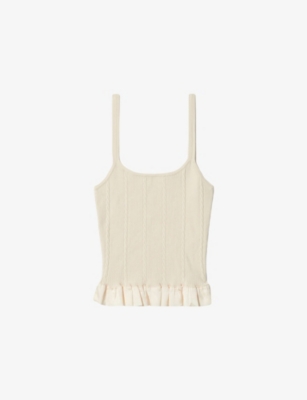 Claudie Pierlot Womens Jaunes / Oranges Square-neck Ribbed Knitted Top Xs In Jaunes / Oranges