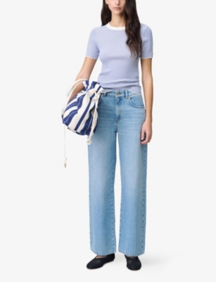 Claudie Pierlot Womens  Stripe Short-sleeve Fine-knit Top In Bleus