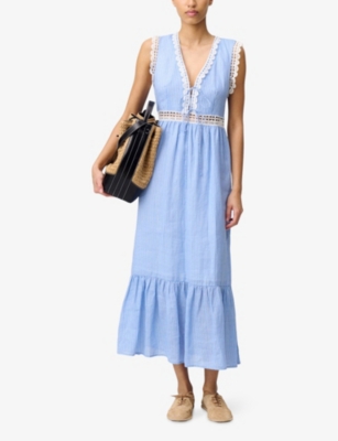 Claudie Pierlot Embroidered-trim Maxi Dress In Divers
