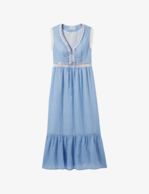 Claudie Pierlot Embroidered-trim Maxi Dress In Divers