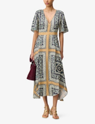 Claudie Pierlot Womens Printed Short-sleeve Woven Midi Dress Divers In Divers