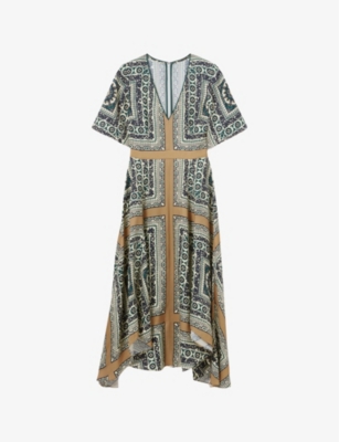 Claudie Pierlot Womens Printed Short-sleeve Woven Midi Dress Divers In Divers