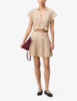 CLAUDIE PIERLOT: Graphic-Print Open-Collar Wrap Woven Shirt