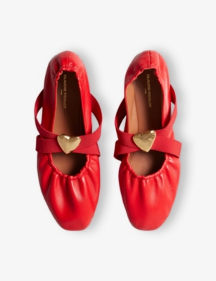 CLAUDIE PIERLOT: Heart-Plaque Leather Ballet Flats