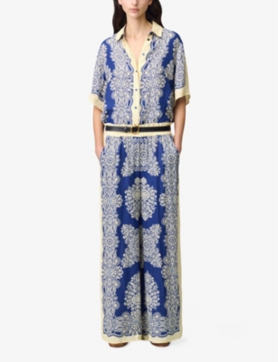 Claudie Pierlot Printed Wide-leg Trousers In Divers