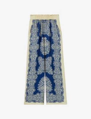 Claudie Pierlot Printed Wide-leg Trousers In Divers