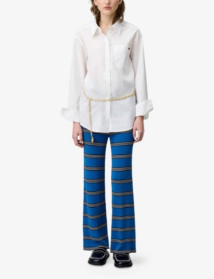 Claudie Pierlot Fine-knit Trousers In Bleus