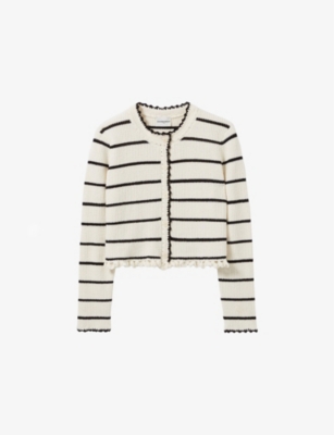 CLAUDIE PIERLOT: Stripe Fine-Knit Cotton-Blend Cardigan