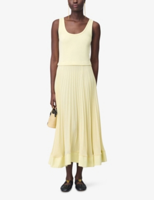CLAUDIE PIERLOT: Scoop-Neck Pleated-Skirt Cotton Maxi Dress