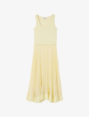 CLAUDIE PIERLOT: Scoop-Neck Pleated-Skirt Cotton Maxi Dress