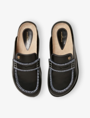 Claudie Pierlot Leather Mules In Noir / Gris
