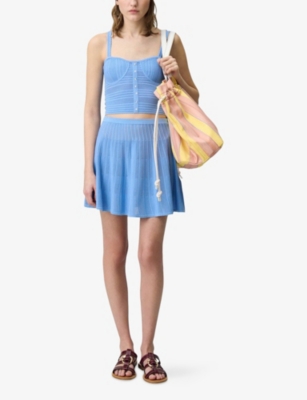 CLAUDIE PIERLOT: Square-Neck Button-Down Knitted Top