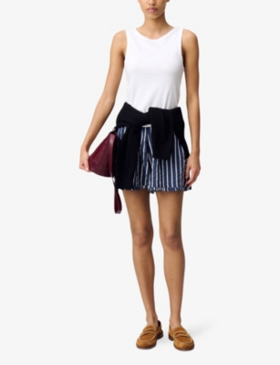 Claudie Pierlot Womens Naturels Logo-embroidered Sleeveless Cotton-jersey Top In Naturels