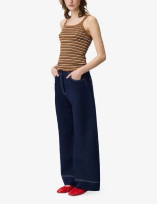 CLAUDIE PIERLOT: Stripe-Print Slim-Fit Knitted Vest