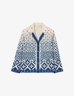 Claudie Pierlot Womens  Gradient-pattern Long-sleeved Cotton Shirt In Divers