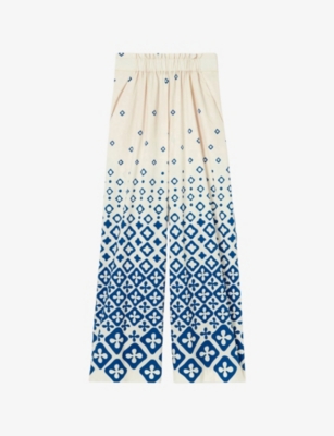 CLAUDIE PIERLOT: Gradient-Pattern Wide-Leg Cotton Trousers