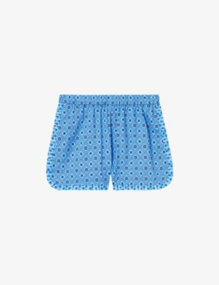 Shop Claudie Pierlot Womens  Printed Cotton Relaxed-fit Shorts
