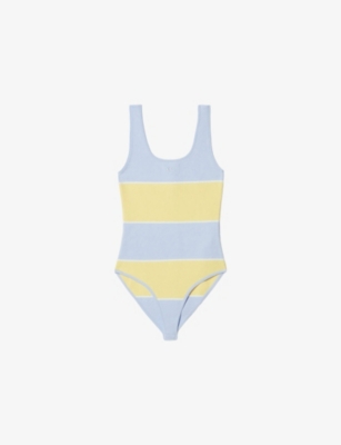 Claudie Pierlot Womens Divers Two-tone Plunge-neck Stretch-knit Bodysuit In Multi
