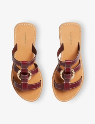 CLAUDIE PIERLOT WOMENS ROUGES RING-HARDWARE LEATHER FLAT SANDALS EUR 40 / 7 UK 
