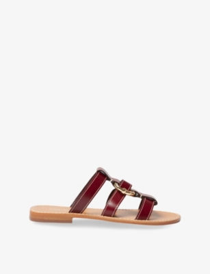 Shop Claudie Pierlot Womens Rouges Ring-hardware Leather Flat Sandals Eur 40 / 7 Uk