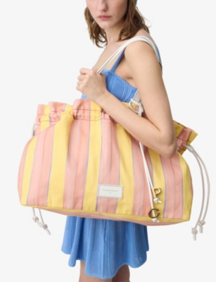 Claudie Pierlot Womens Divers Striped Cotton Tote Bag