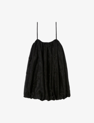 CLAUDIE PIERLOT: Embroidered Bubble-Hem Woven Mini Dress