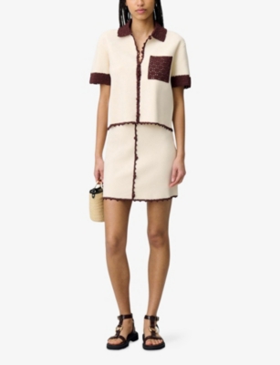 CLAUDIE PIERLOT: Crochet-Trim Knitted Mini Skirt