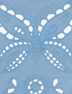 Claudie Pierlot Womens Bleus Embroidered Triangle Cotton Scarf In Blue