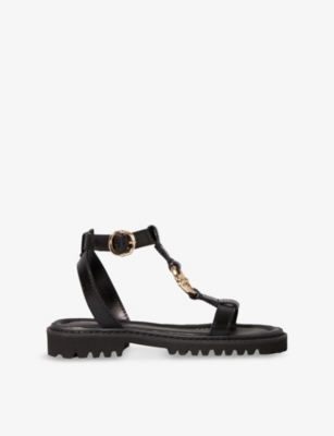 CLAUDIE PIERLOT: Ring-Hardware Leather Flat Sandals
