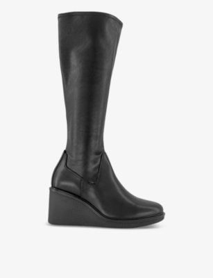 Vagabond Shoemakers Womens Black Deena Knee-high Wedge-heel Leather Boots In Black