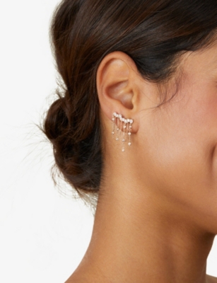 Shop Astley Clarke Womens Yellow Gold Asteri 14ct Yellow-gold And 0.84ct Diamond Chain Crawler Earrings