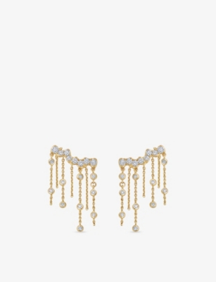 Shop Astley Clarke Womens Yellow Gold Asteri 14ct Yellow-gold And 0.84ct Diamond Chain Crawler Earrings
