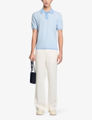 SANDRO: Cross Short-Sleeve Knitted Polo Shirt