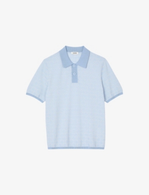 SANDRO: Cross Short-Sleeve Knitted Polo Shirt