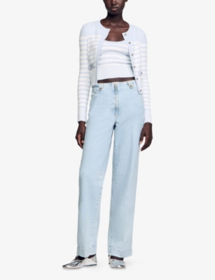 SANDRO: Wide-Leg Mid-Rise Denim Jeans