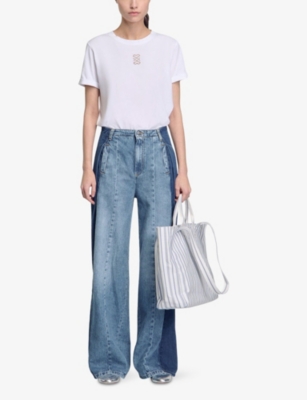 SANDRO: Logo-Embroidered Round-Neck Cotton-Jersey T-Shirt