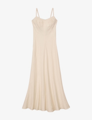 Sandro Maxi Dress With Straps In Naturels