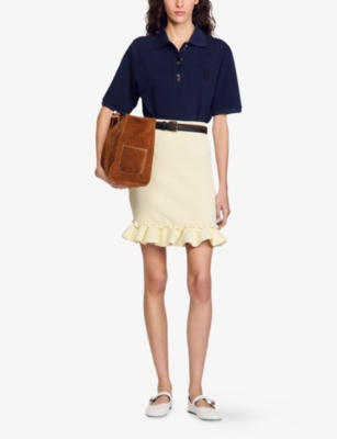 SANDRO: Ruffle-Trim Knitted Mini Skirt